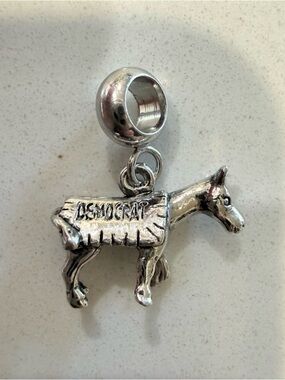 Silver Democrat Donkey Charm